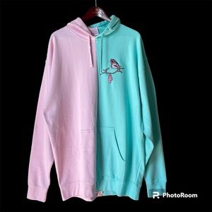 UNXPECTD Sweatshirt Hoodie Split Pink And Teal Become yourself sweater Zs XXL